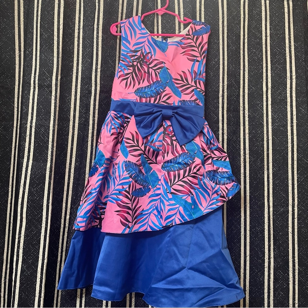 Elegant Pink and Blue Kids Formal Dress